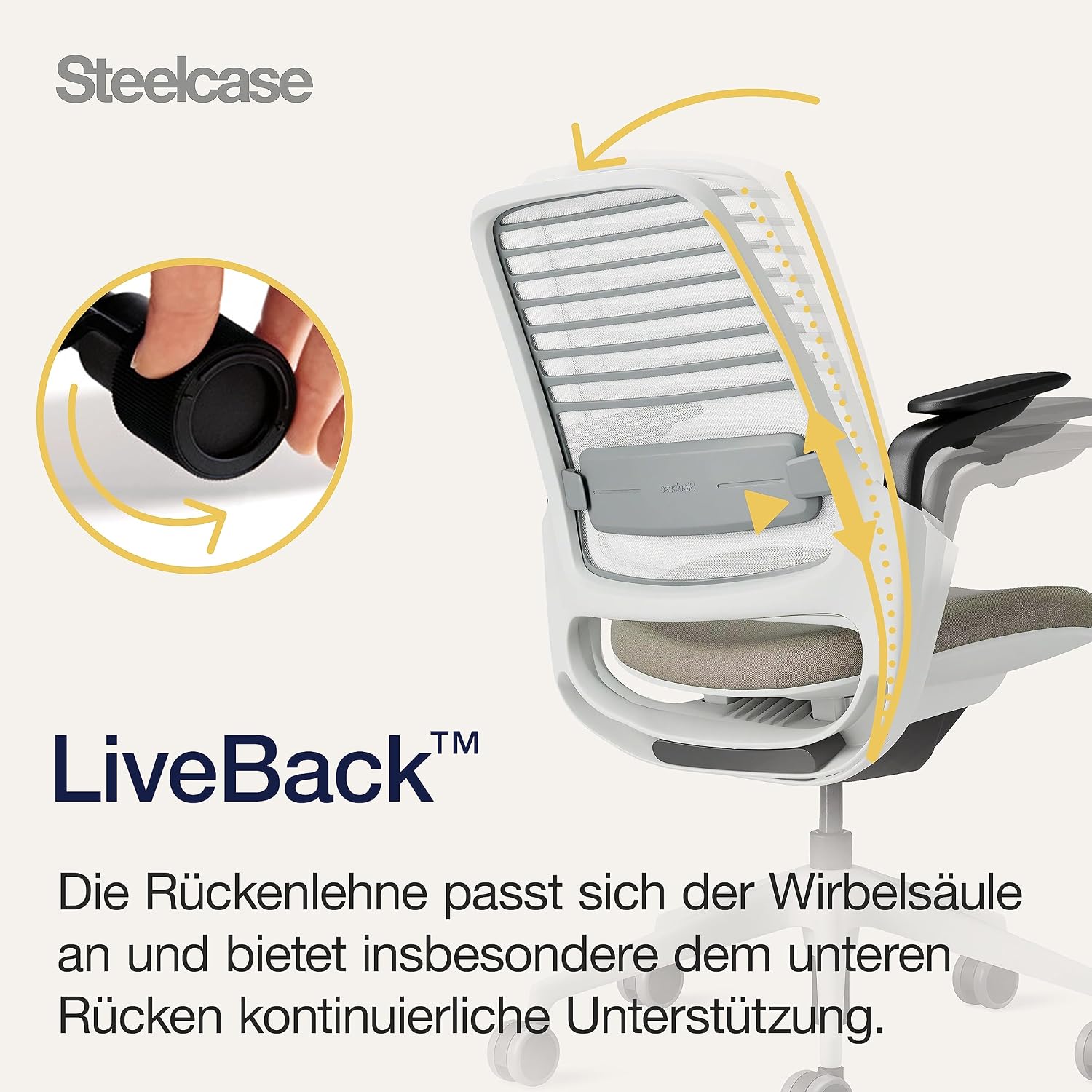 Steelcase Series 1 Ergonomic Office Chair with LiveBack Lumbar Support and 4D Armrests Truffle