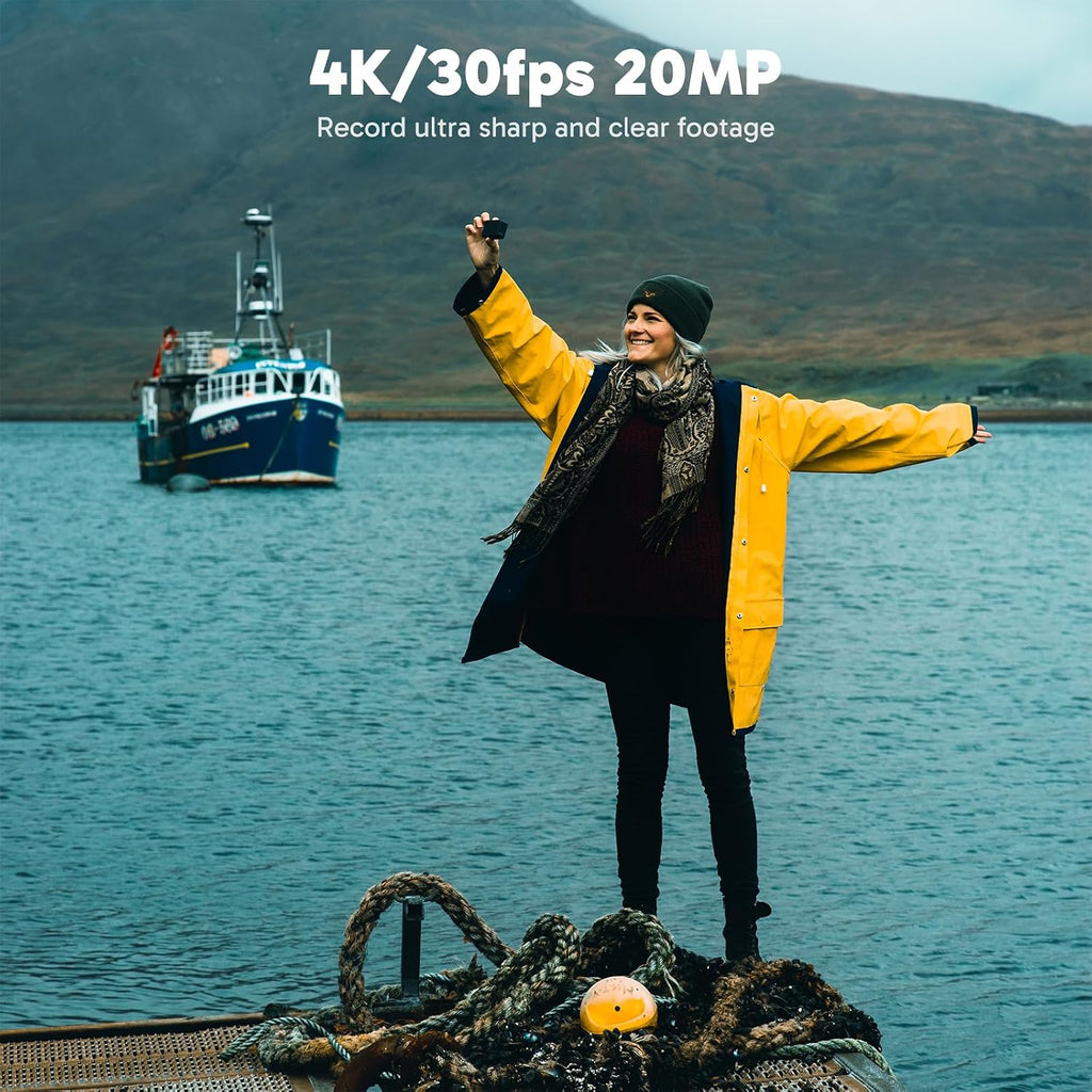 AKASO Action Cam 4K30FPS 20MP with Floating Handle and Bag WiFi 40M Underwater Camera Waterproof Ultra HD Touchscreen Adjustable Wide Angle Ice Action Cam with 2.4G Remote Control