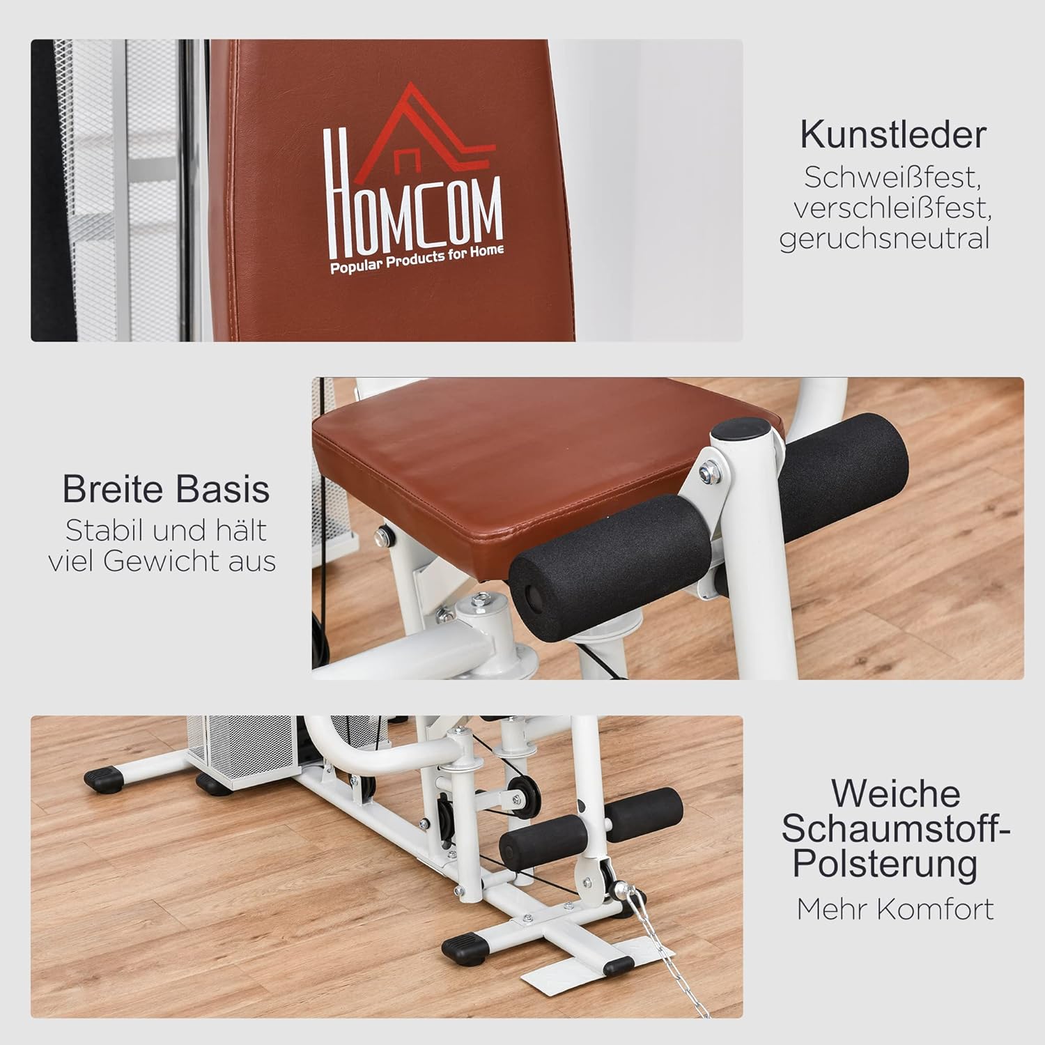 HOMCOM Multistation: Kraftstation mit Latzug, Butterfly & 45 kg Gewichten ✨
