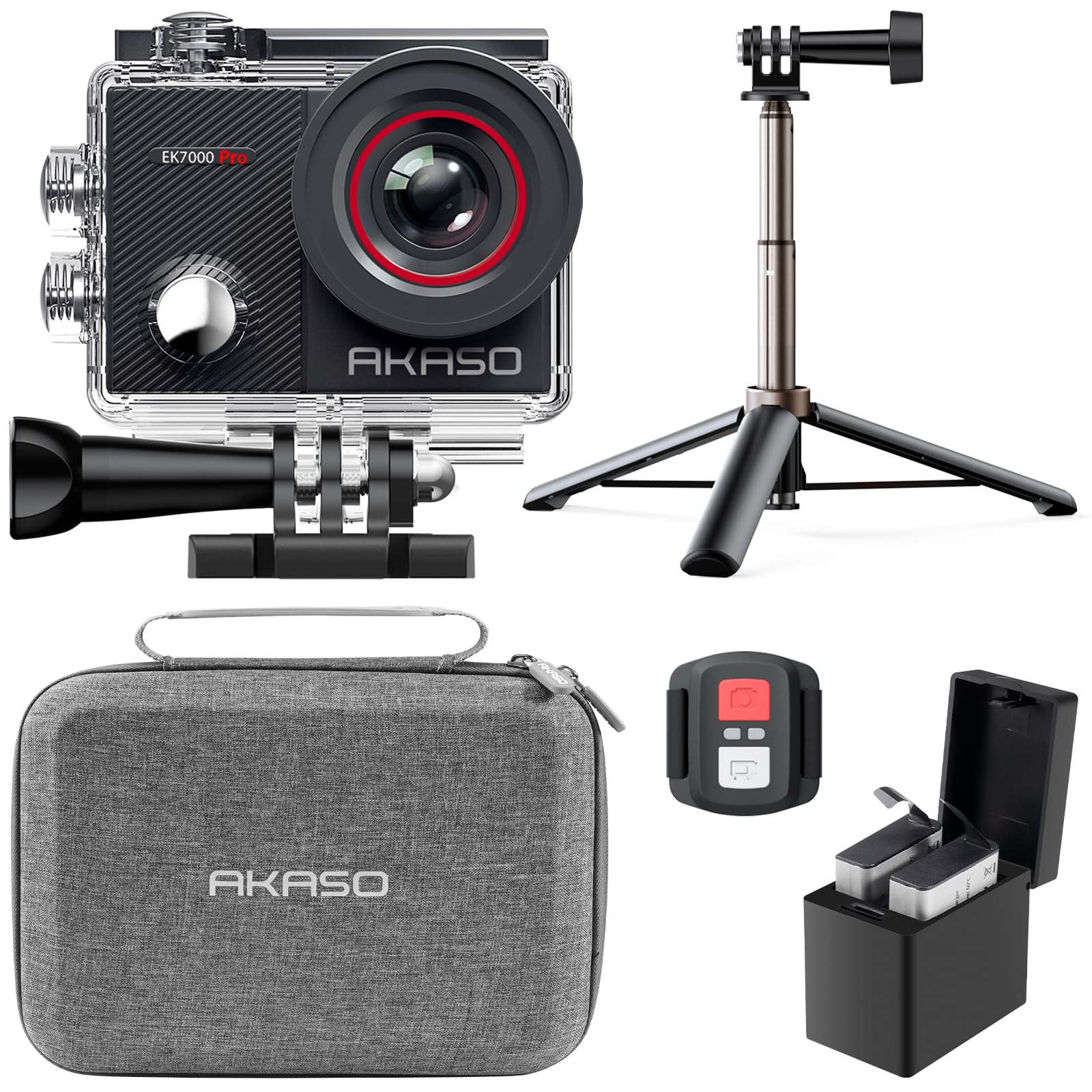 AKASO Action Cam 4K30FPS 20MP with Floating Handle and Bag WiFi 40M Underwater Camera Waterproof Ultra HD Touchscreen Adjustable Wide Angle Ice Action Cam with 2.4G Remote Control