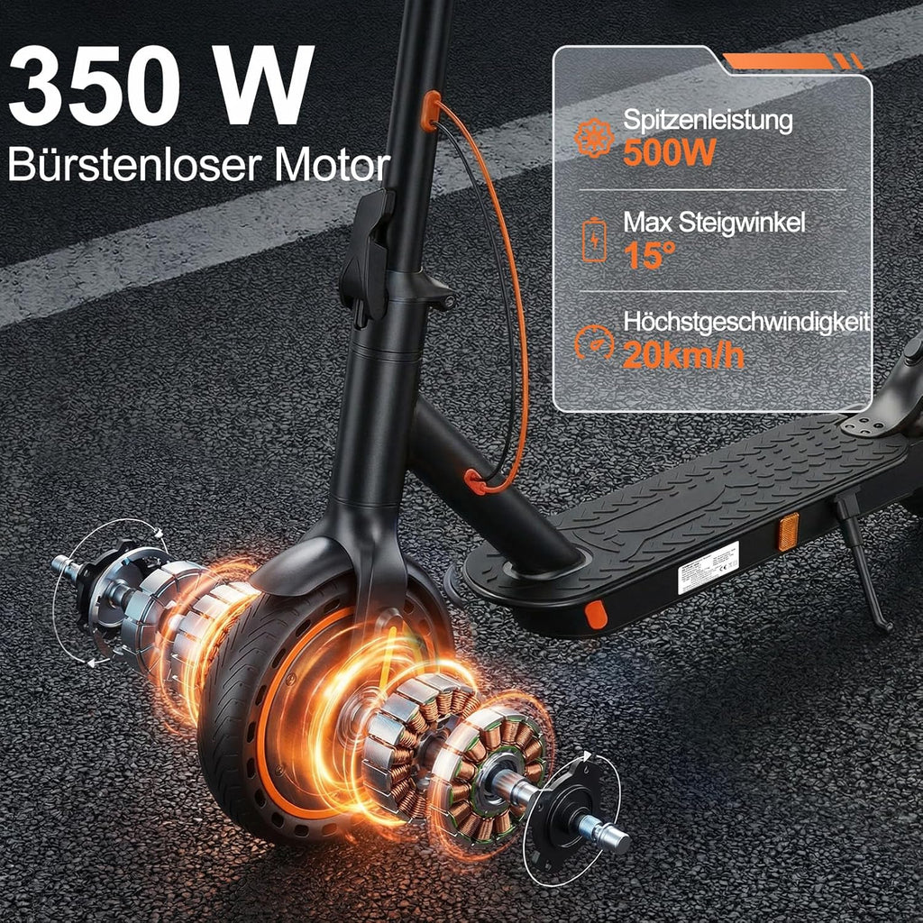 TODIMART T Series E-Scooter with Road Approval, 30 km Range, 350 W Motor, 8.5 Inch Honeycomb Tyres, Dual-Brake System, for Adults