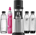 SodaStream Duo Sparkling Water Maker with CO2 Cylinder, 2x 1 Litre Class Bottles and 2x 1 Litre Dishwasher-Safe Plastic Bottles, Height: 44 cm, Colour: Titanium.
