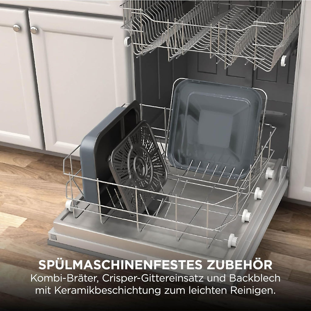 Ninja Combi 12-in-1 Multikocher, Ofen & Heißluftfritteuse, 12 Kochfunktionen, Air Fryer & Grillen Zubereitung in 15 Min*, mit Backblech, Pfanne, Crisper Gittereinsatz, Rezeptanleitung, Grau, SFP700EU.