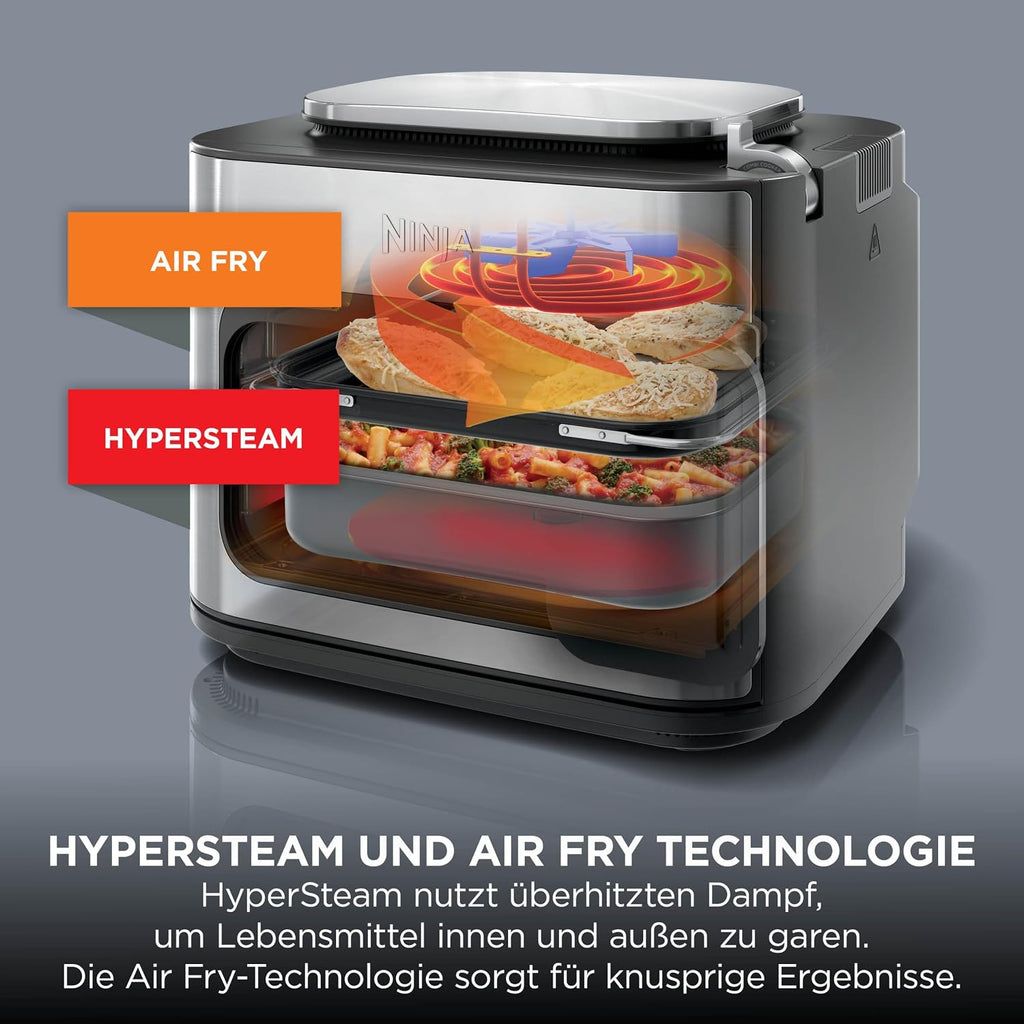 Ninja Combi 12-in-1 Multikocher, Ofen & Heißluftfritteuse, 12 Kochfunktionen, Air Fryer & Grillen Zubereitung in 15 Min*, mit Backblech, Pfanne, Crisper Gittereinsatz, Rezeptanleitung, Grau, SFP700EU.