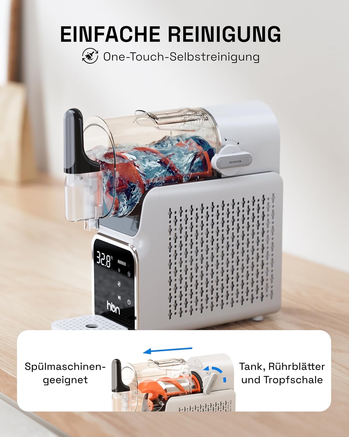 HBN Slush Machine 2L Soft Ice Cream Machine for Home with Self-Cleaning, No Ice Required, 6 Programmes for Slushies, Cocktails, Margaritas, Frappés & Milkshakes