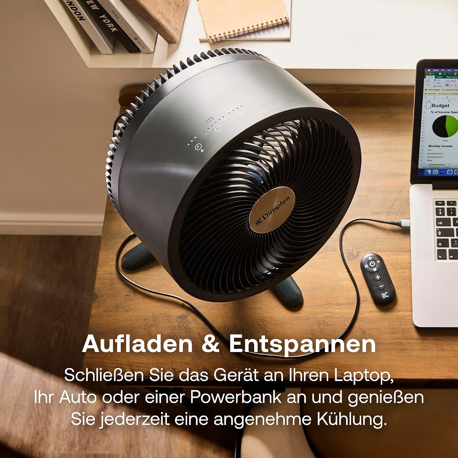 Dimplex Duocool Smart 2-in-1 Cordless Cordless Fan, Stand & Table Fan, 45 Hours Battery, 5 Speeds + Turbo, 20 m Range, Quiet Fan (36 dB), App, Google Home & Alexa, Remote Control