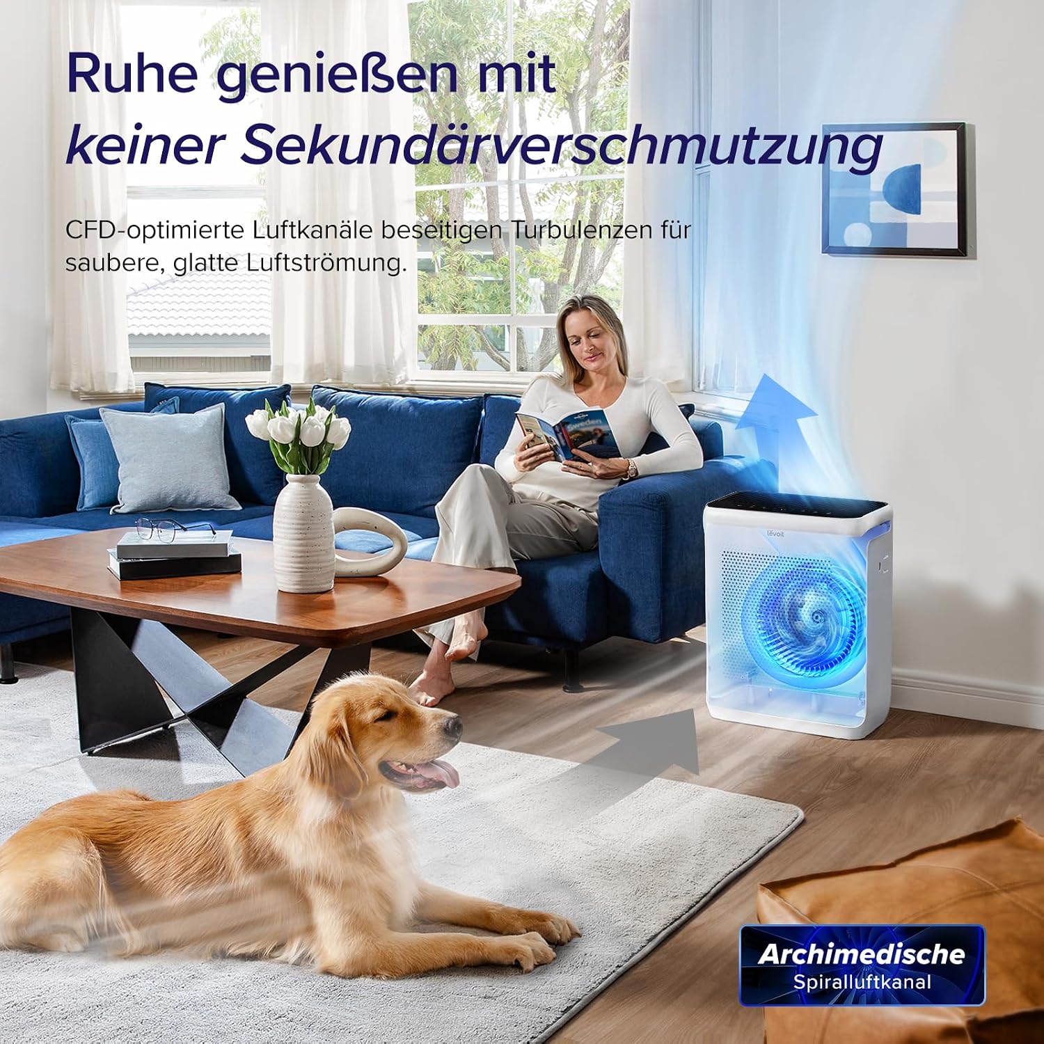 Levoit Luftreiniger Allergiker mit Tiermodus, bis zu 87㎡ Raucherzimmer, DualsensorundWaschbarer Vorfilter, HEPA Luftfilter gegen 99,97 Prozent von Tierhaareund-gerüche Schimmel Staub, Weiß/schwarz