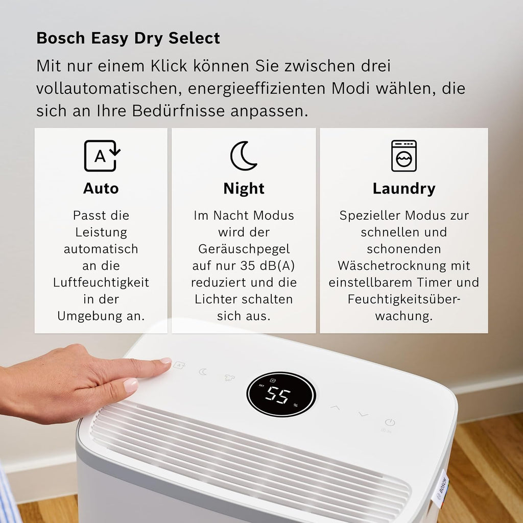 Bosch Dry 2000 Dehumidifier - Simple, Efficient. Quiet. - For rooms up to 24 m² - Ideal for your home the quick drying of your laundry