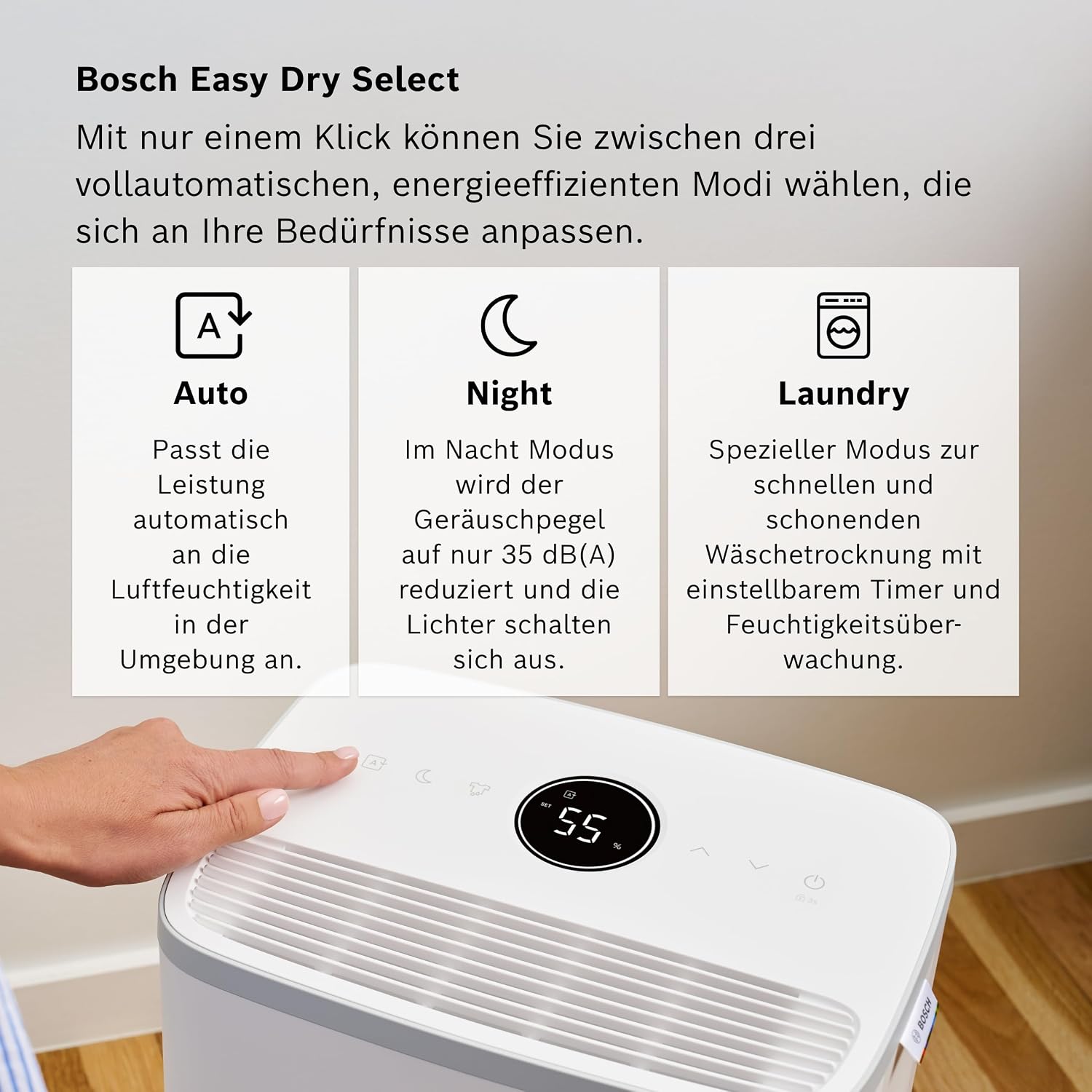 Bosch Dry 2000 Dehumidifier - Simple, Efficient. Quiet. - For rooms up to 24 m² - Ideal for your home the quick drying of your laundry