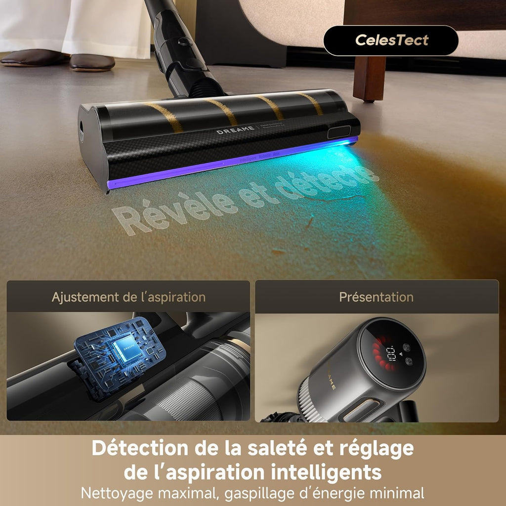 dreame V20 Pro-A Cordless Vacuum Cleaner, 0.01 mm Edges, Hard Floors, Carpets and Hair, Tangle-Free, 24000PA / 210AW, Autonomy of 90 Min, Filtration 99.99%