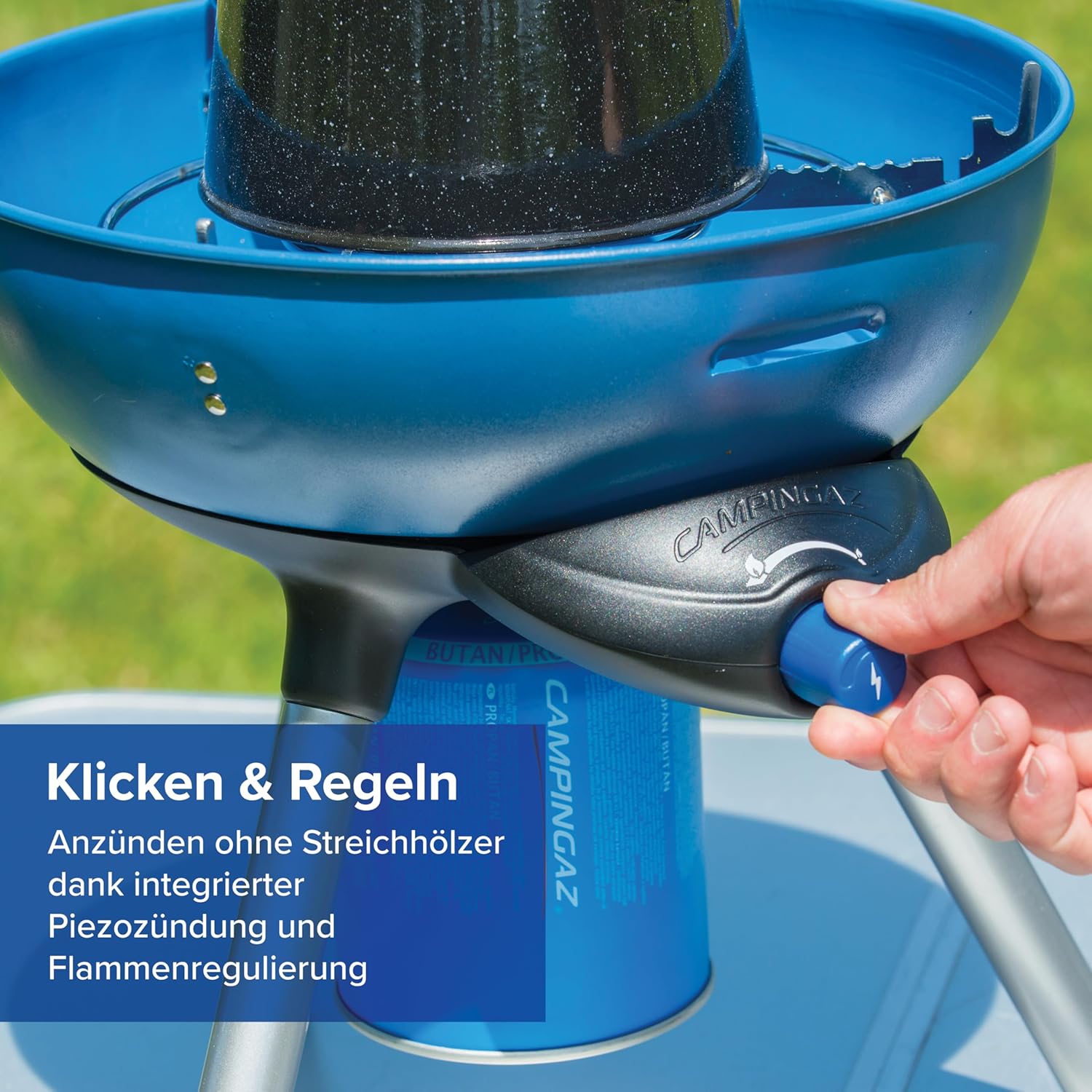 Campingaz Party Grill 400 CV for Use with a Valve Gas Cartridge CV300+ or CV470+ (Piezo ignition), blue