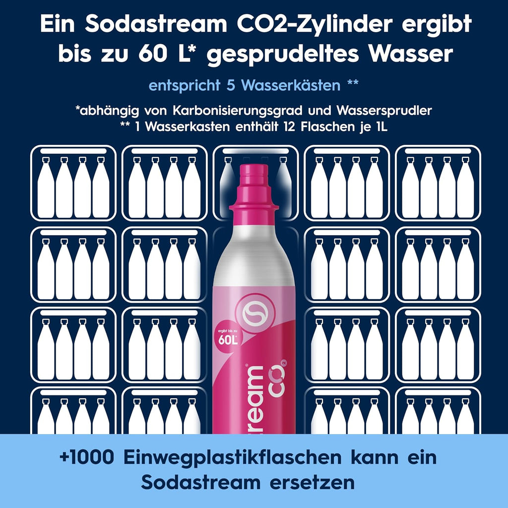 SodaStream Crystal 3.0 Wassersprudler mit 1x Quick-Connect CO2-Zylinder und 2X Glaskaraffen, Silber, Schwarz, Titan, 45 cm