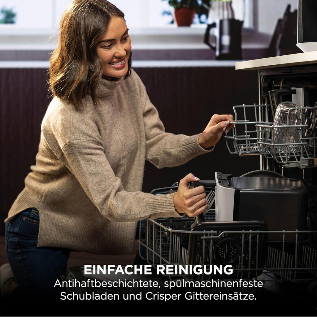 Ninja Dual Zone Digital Air Fryer, 2 Drawers, 6-in-1, Hot Air Fryer, 9.5L, Hot Air Fryer, Max Crisp, Roasting, Baking, Reheating, Dishwasher Safe Baskets, Stone/Gold DZ400EUSTGD