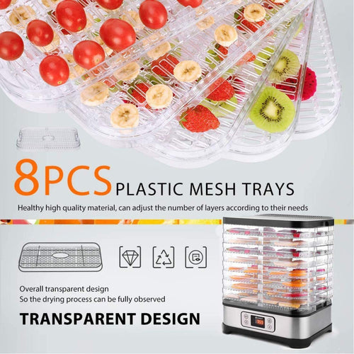 COOCHEER Dörrautomat Dehydrator Dörrapparat mit Temperaturregelung, 8 Etagen abnehmbare Dörrgerät, Temperaturregelung 35-70℃ für Fleisch, Fleisch, Früchte, Gemüse und Nüsse, 400W, BPA-freio