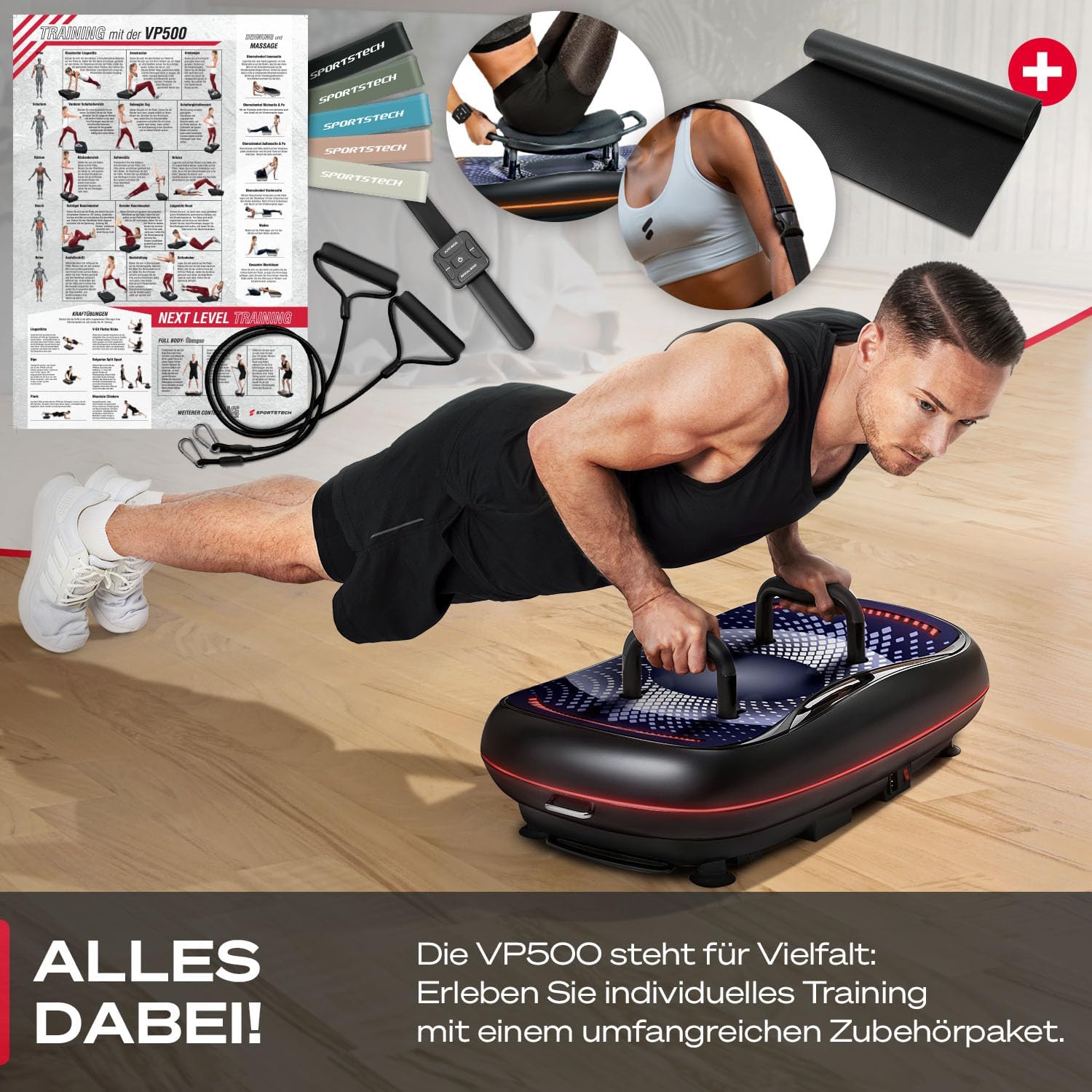 Sportstech 4D Vibrationsplatte: Smart LED, Bluetooth, Fitness & Yoga ✨