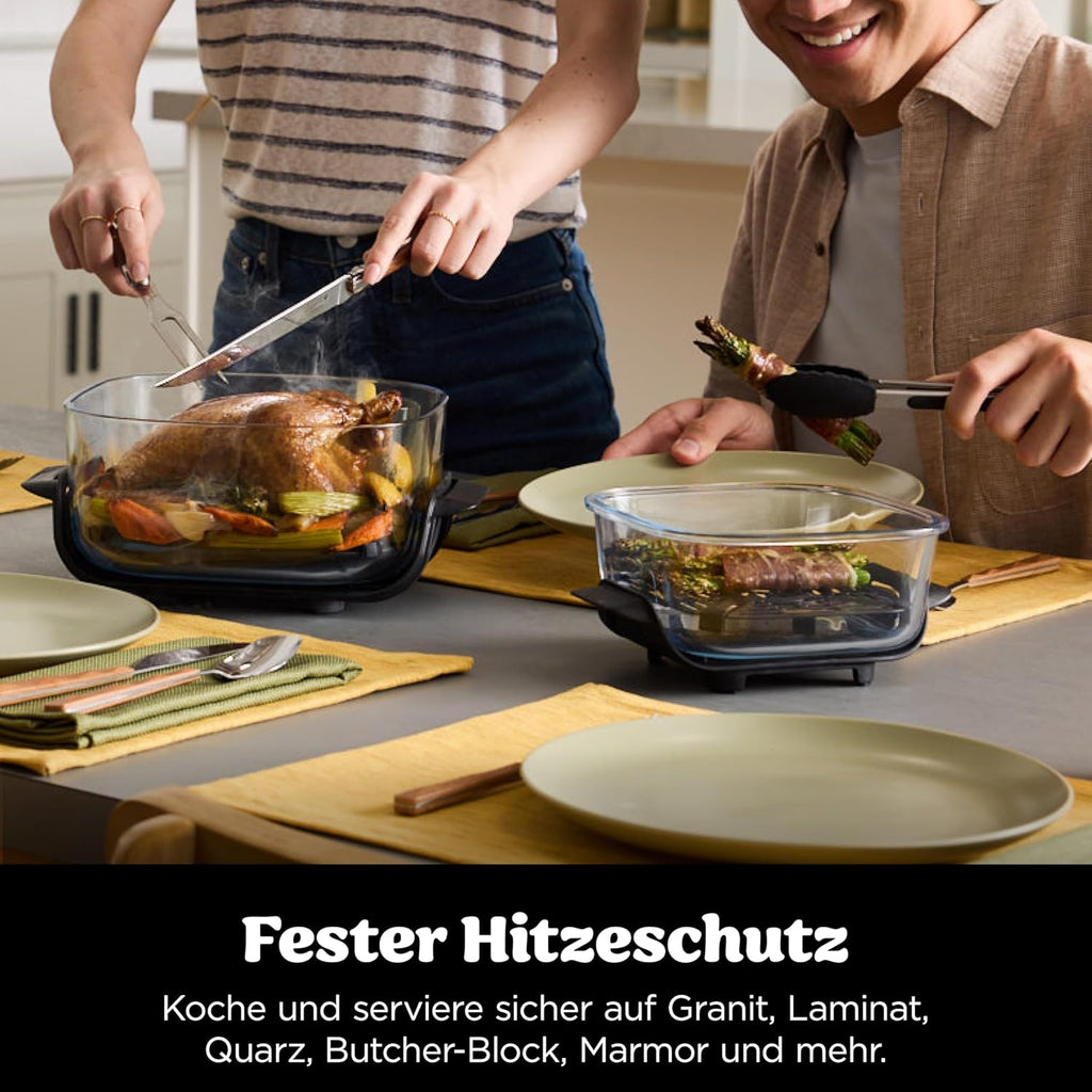 Ninja CRISPi Portable Air Fryer Hot Air Fryer, 3.8L, 4-in-1: Hot Air Frying, Roasting, Keeping Warm, Recrisp, Compact, 6 Servings, 2 Removable Glass Containers & Lid, 1700W, Stein FN101EUST