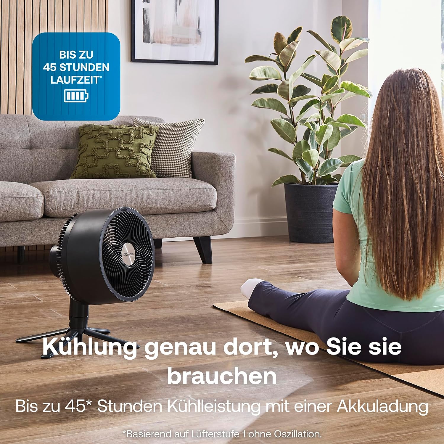 Dimplex Duocool Smart 2-in-1 Cordless Cordless Fan, Stand & Table Fan, 45 Hours Battery, 5 Speeds + Turbo, 20 m Range, Quiet Fan (36 dB), App, Google Home & Alexa, Remote Control