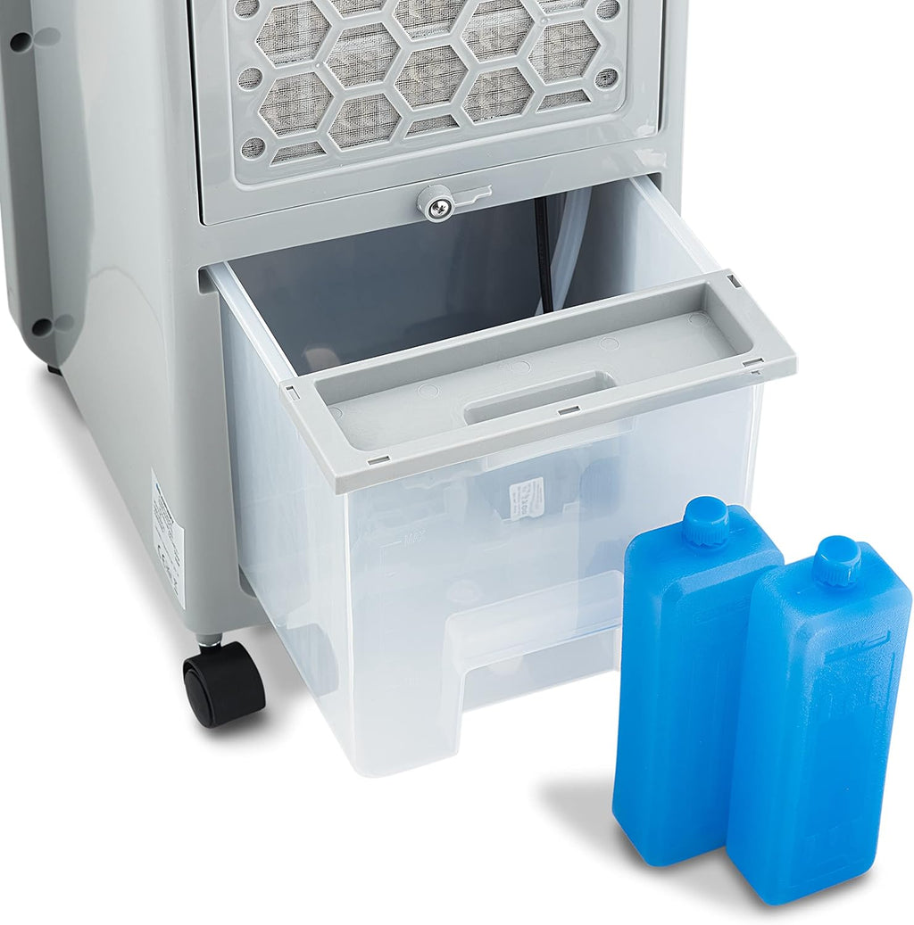 Blaupunkt Tragbares Verdunstungs-Klimagerät, Leistung 80 W, Ionisator-Funktion, digitale Paneele, Wasserbehälter 6 l und Timer 12 h | Weiß | Digital-Display