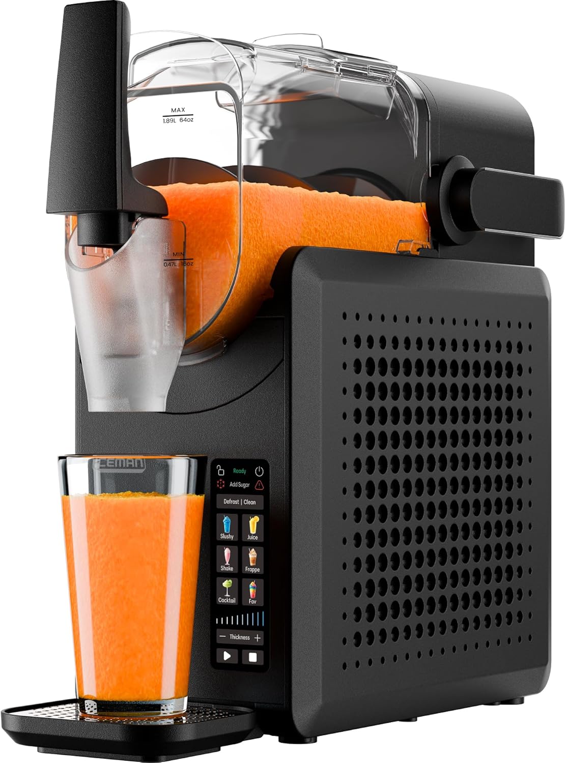 ICEMAN 1.9L Slushie Machine, 5 Presets, No Ice & No Mixing | For Margaritas, Frappes & Shakes, Touch Screen, Easy Dosing Lever, Black
