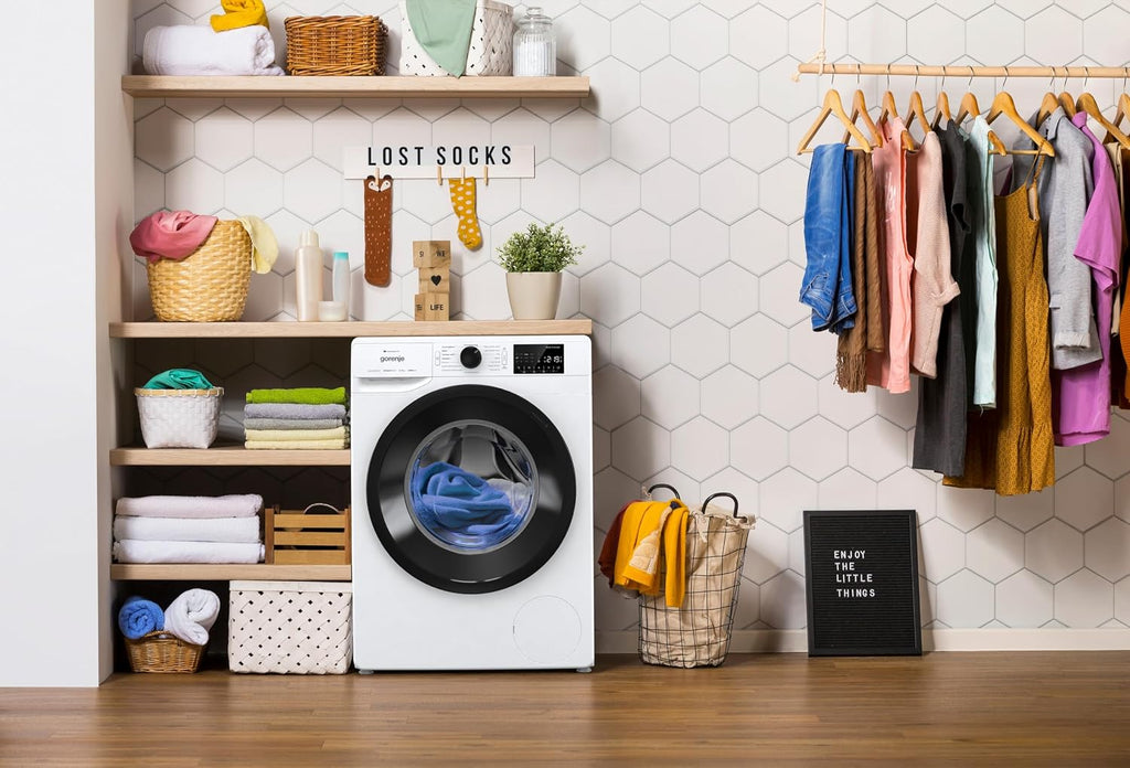 Gorenje WPNEI74A1TS Waschmachine mit Dampffunktion/ConnectLife / 7Kg / 1400 U/min / 15 Programme/Totaler AquaStop/WaveActive Trommel/ExtraHygiene/PowerWash/Schnell Waschgang/Weiß/EEK: A-10%