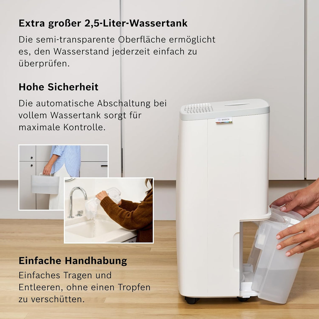 Bosch Dry 2000 Dehumidifier - Simple, Efficient. Quiet. - For rooms up to 24 m² - Ideal for your home the quick drying of your laundry