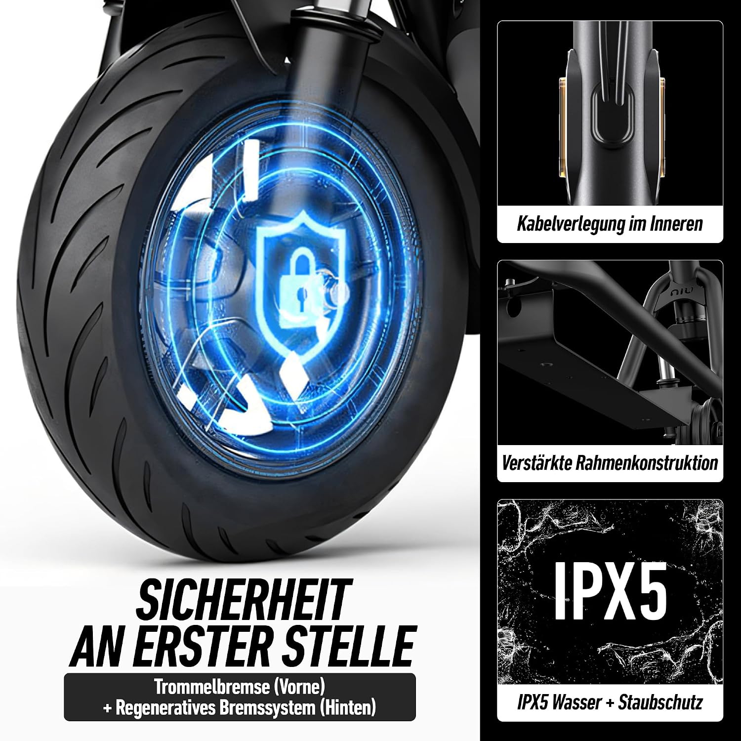 NIU KQi 100P oder 100F E-Scooter mit Straßenzulassung und Federung (bis zu 29km Reichweite, bis zu 15% Steigung, max. 20km/h, 10" Luftreifen, max. 120kg Belastung, Display, App, klappbar)