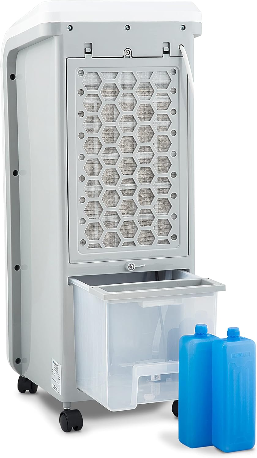 Blaupunkt Tragbares Verdunstungs-Klimagerät, Leistung 80 W, Ionisator-Funktion, digitale Paneele, Wasserbehälter 6 l und Timer 12 h | Weiß | Digital-Display