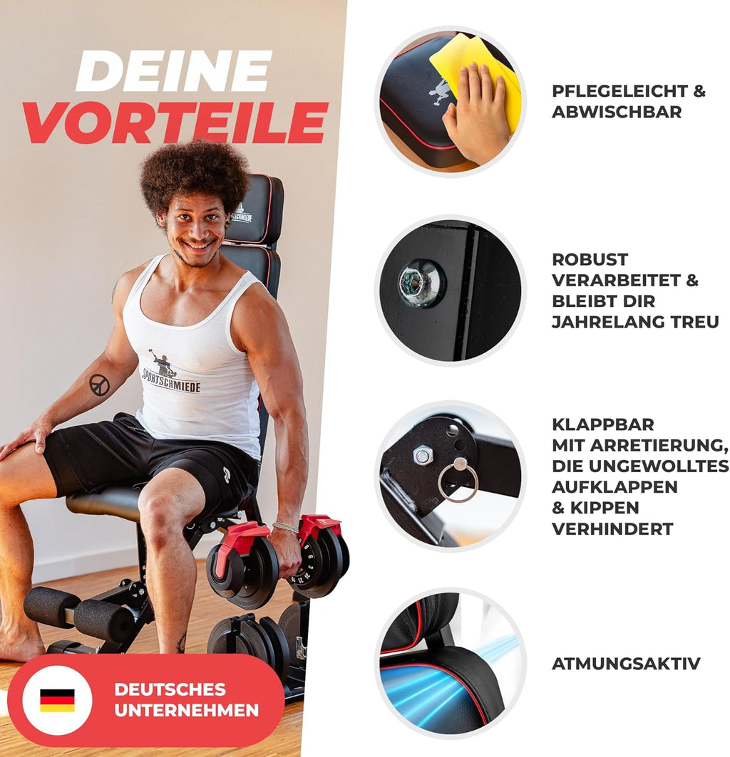 SPORTSCHMIEDE: Verstellbare, klappbare Schrägbank fürs Heimtraining ✨