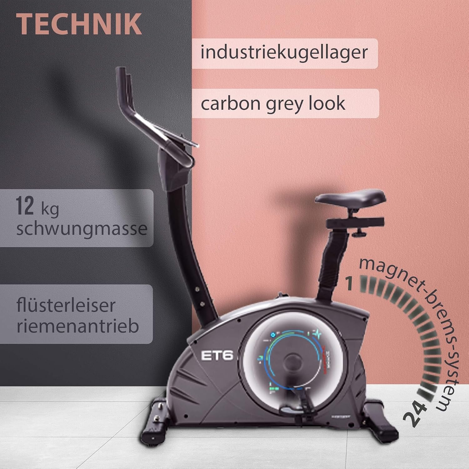 Christopeit ET 6: Ergometer mit 24 Stufen, 12 kg Bremssystem, 150 kg Traglast ✨