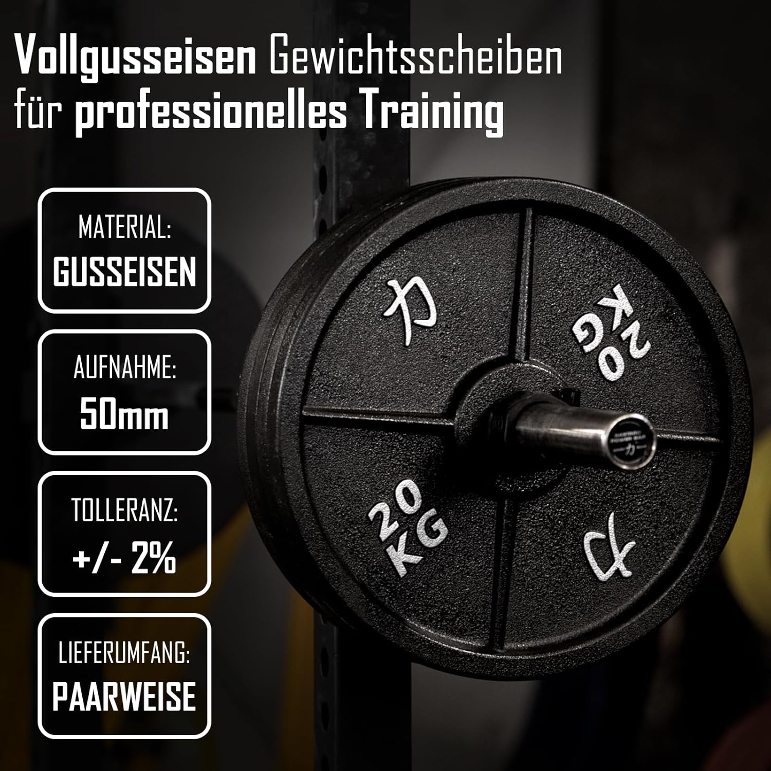 Strength Shop Gusseisen Hantelscheiben: Robuste 50mm Gewichtsscheiben für Langhantel ✨