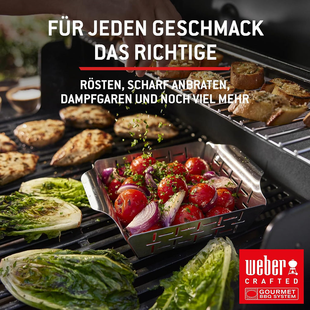 Weber Spirit E-310 Gasgrill | 3 Brenner, Snap-Jet Zündung, Robuste Räder und Warmhalterost, 51 x 46 cm Grillfläche, Weber Works kompatibel, Schwarz/Silber
