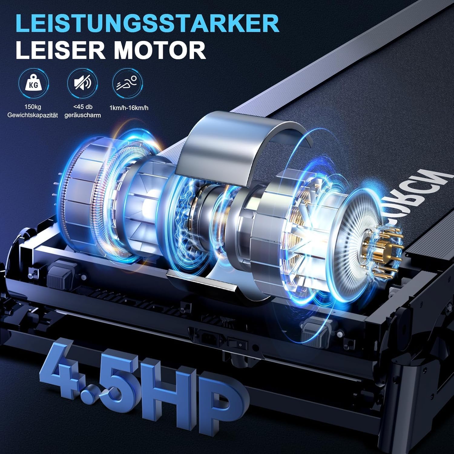 Decorcn Laufband: 4,5 PS, klappbar, 16 km/h, Steigung, LCD & Bluetooth ✨