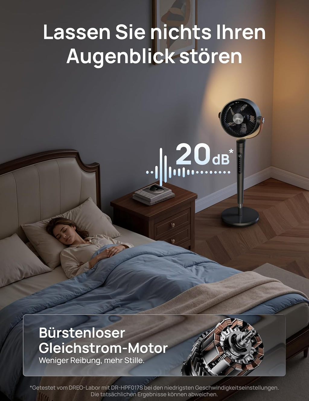 DREO 20dB Quiet Smart Floor Fan for Bedroom with RGB LED, 150° + 120° Oscillation, 30 m Air Circulation Fan and 2209 m³/h Air Volume, 12 Speeds, 6 Modes, 94-107 cm Height, WLAN & Alexa