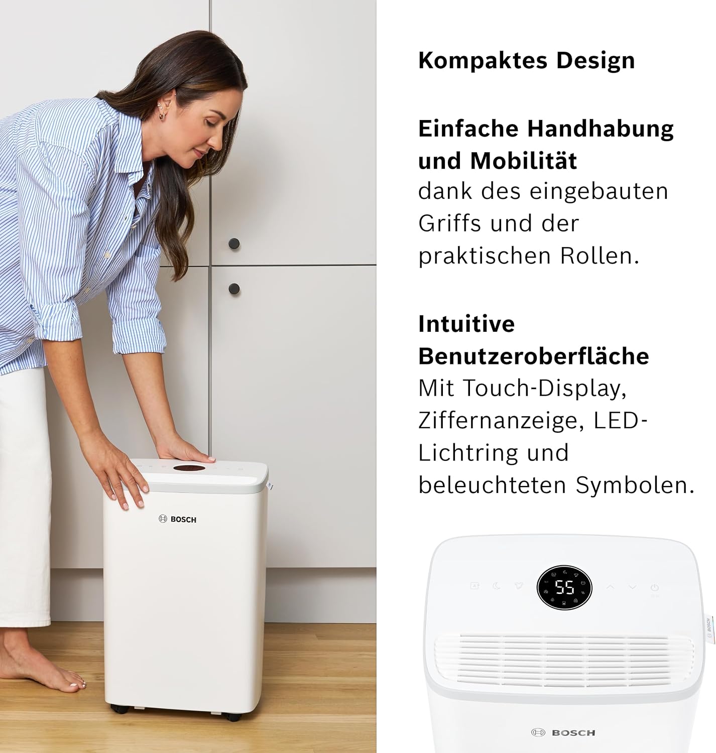 Bosch Dry 2000 Dehumidifier - Simple, Efficient. Quiet. - For rooms up to 24 m² - Ideal for your home the quick drying of your laundry