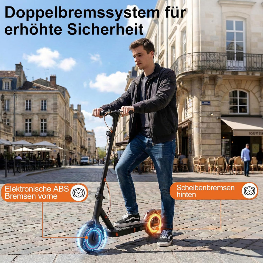 TODIMART T Series E-Scooter with Road Approval, 30 km Range, 350 W Motor, 8.5 Inch Honeycomb Tyres, Dual-Brake System, for Adults