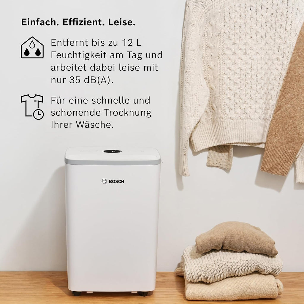 Bosch Dry 2000 Dehumidifier - Simple, Efficient. Quiet. - For rooms up to 24 m² - Ideal for your home the quick drying of your laundry