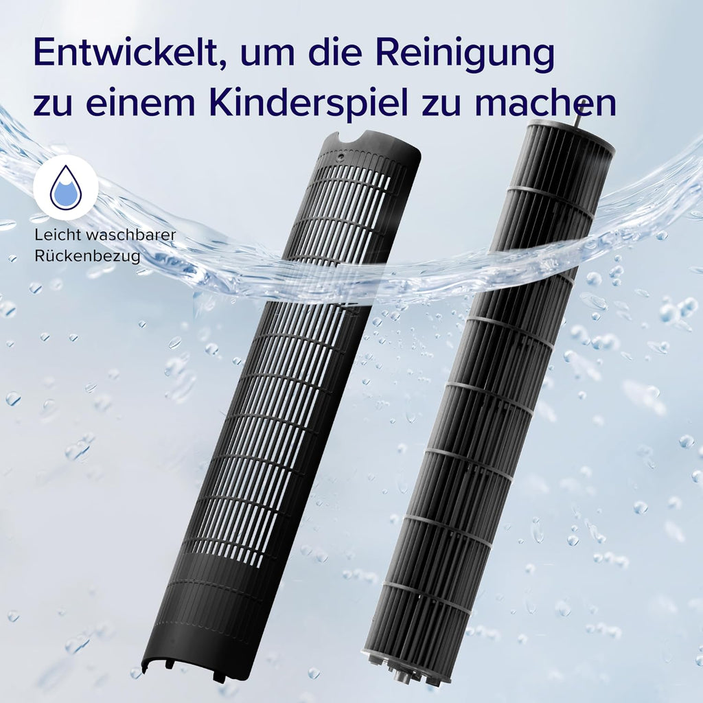 Levoit - Smart APP Turmventilator Leise-Ventilator für Schlafzimmer - 4 Modi/12 Stufen/12 Std Timer - Fernbedienung & Kühlung - 7,9m/s - Sensor & Sprachsteuerung Standventilator - Schwarz, 106 cm