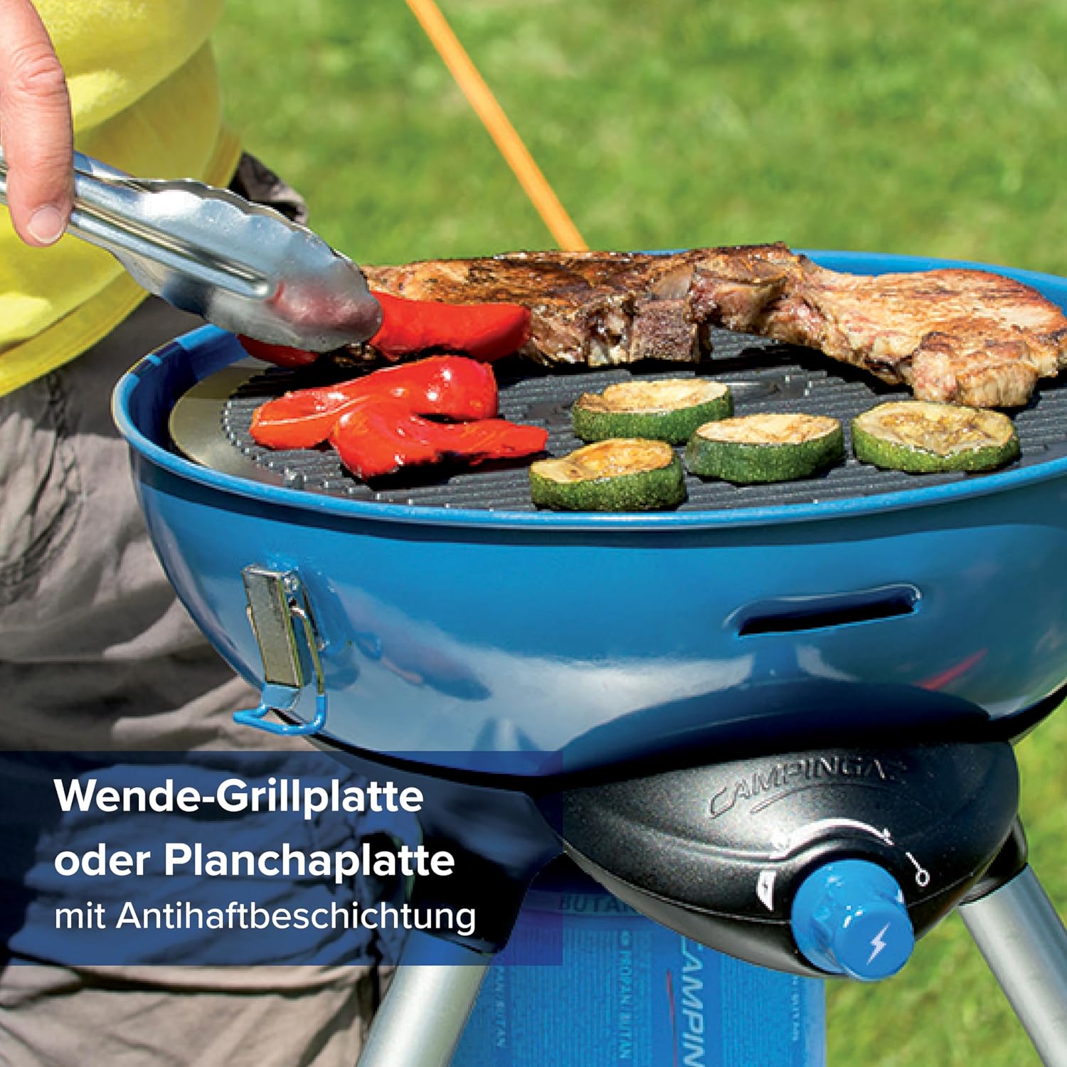 Campingaz Party Grill 400 CV for Use with a Valve Gas Cartridge CV300+ or CV470+ (Piezo ignition), blue