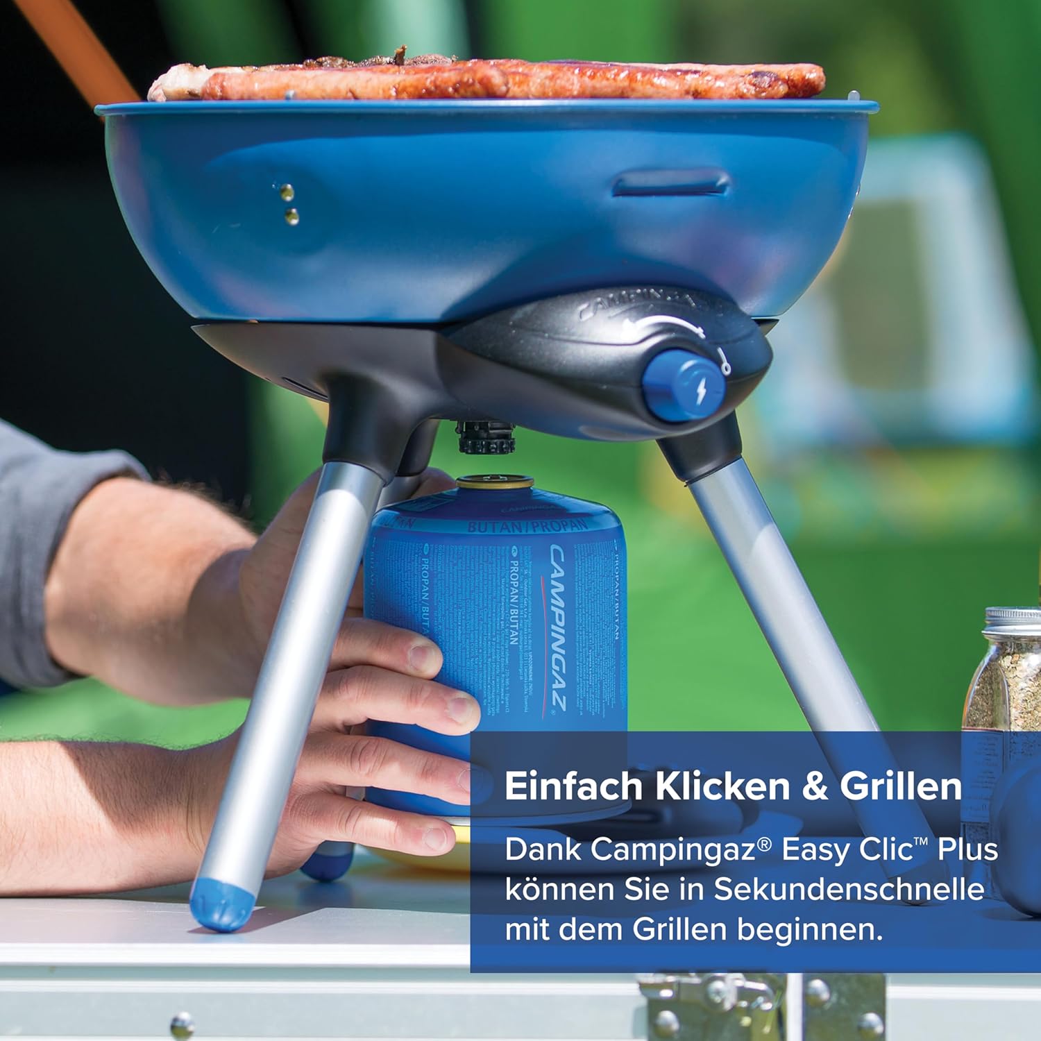 Campingaz Party Grill 400 CV for Use with a Valve Gas Cartridge CV300+ or CV470+ (Piezo ignition), blue