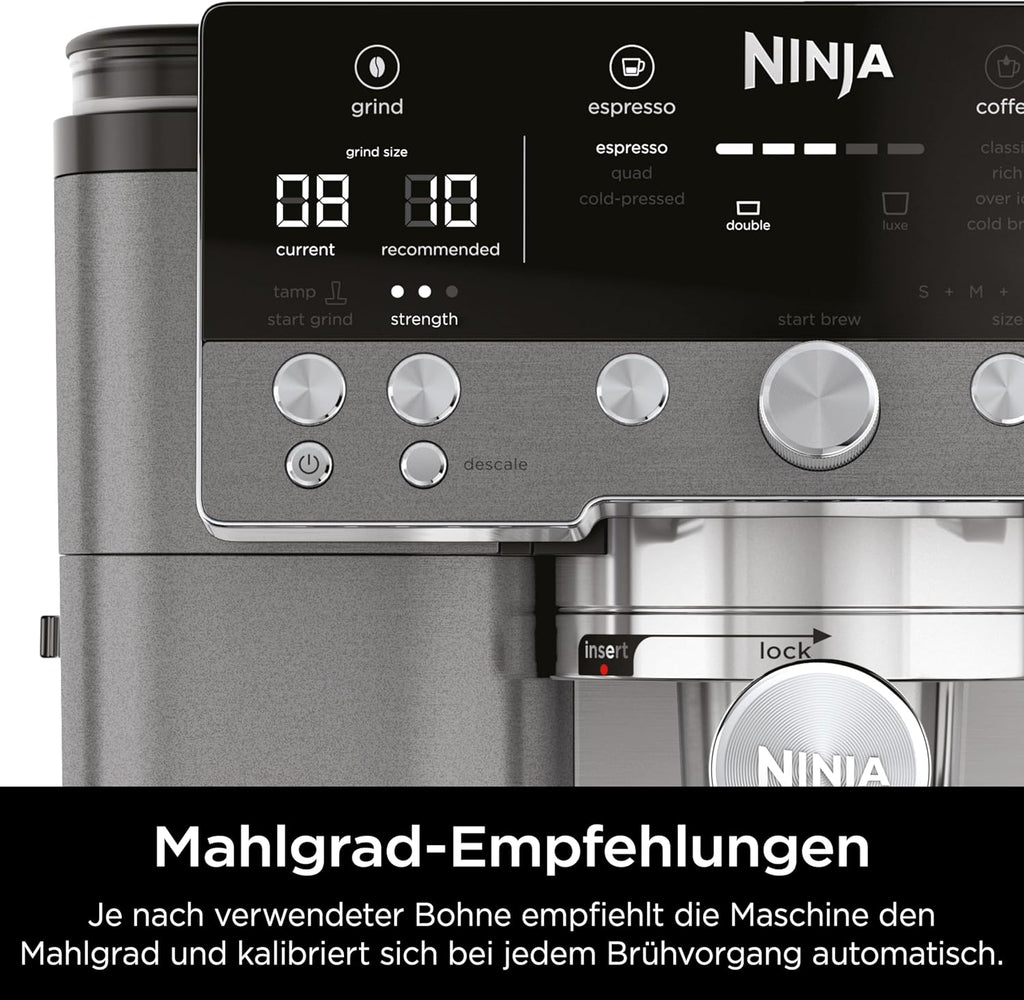 Ninja Luxe Premier 3-in-1 Espresso Cold Brew & Filter Coffee Maker 4 Automatic Foam Settings Grey Metal