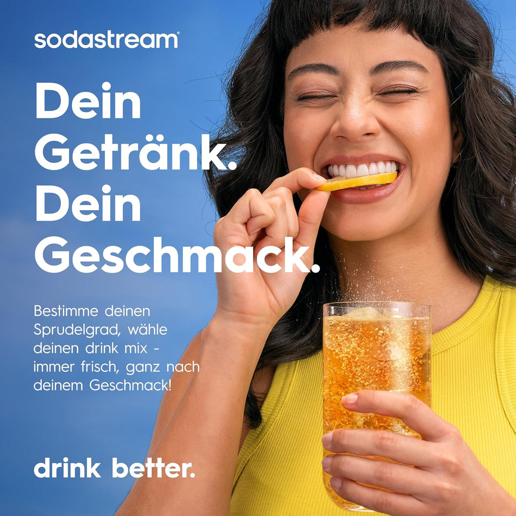 SodaStream TERRA Promopack Water Carbonator with CO2 Cylinder and 3 x 1 L Dishwasher-Safe Plastic Bottles, Height 44 cm, Black