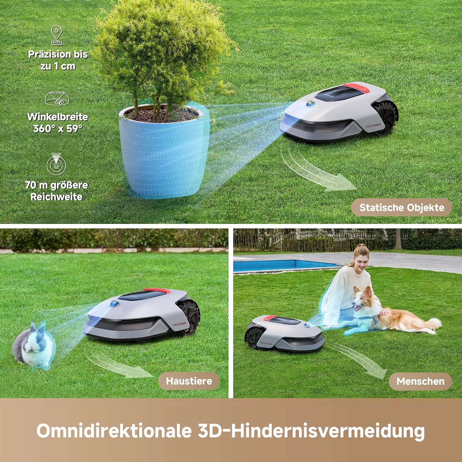 Dreame A1 Pro Mähroboter, 2000m², Drahtlos, OmniSense™, App & Zonensteuerung, Hindernisvermeidung