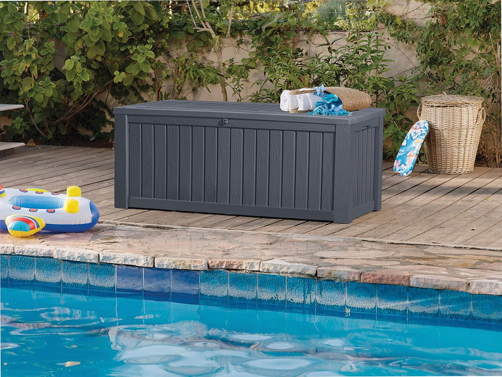 Koll living storage box, cushion box in modern wooden finish, 570 litres, 100% water-proof, with aeration to prevent horrible odours/mould, maximum weight supported by the cover: 250 kg (2 people)