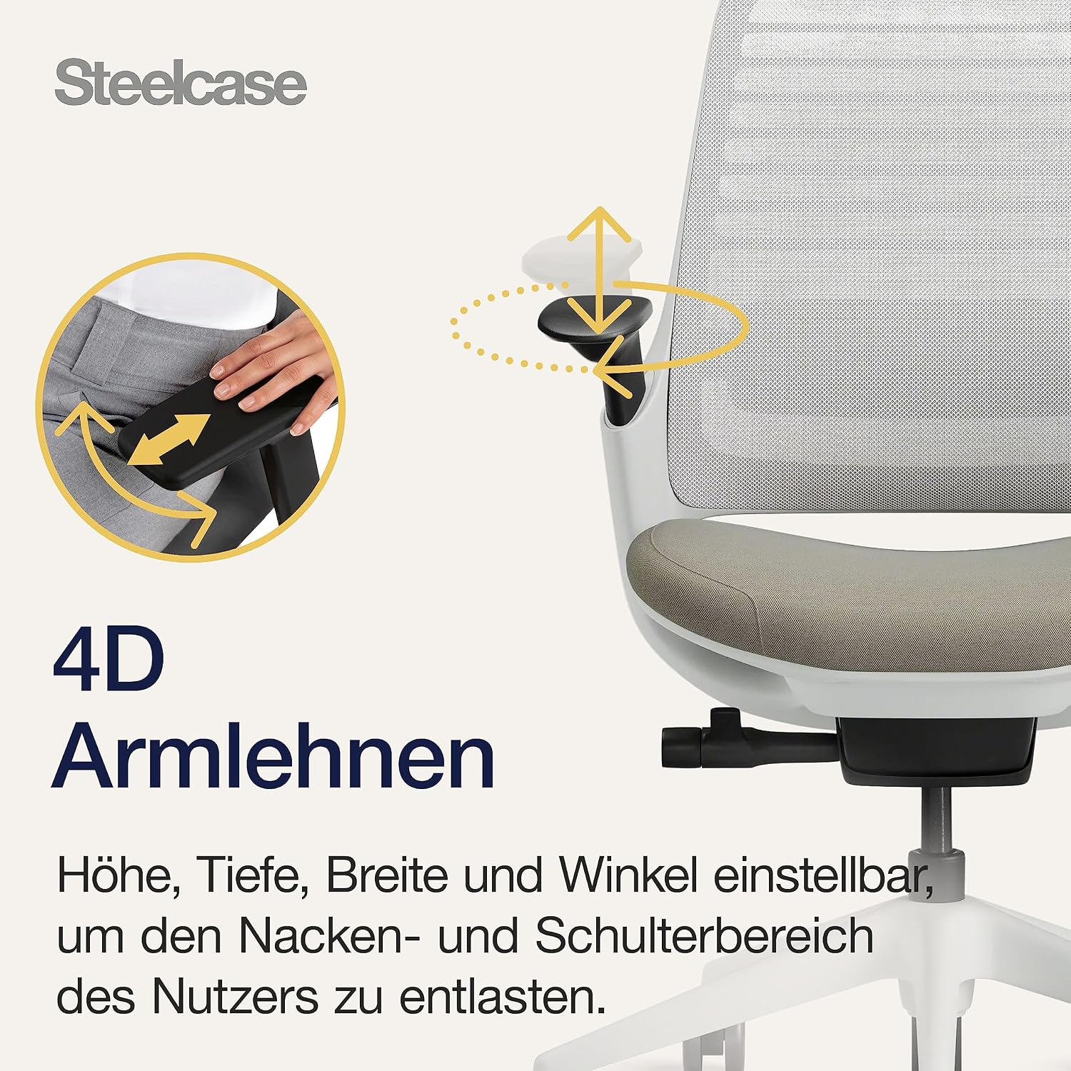 Steelcase Series 1 Ergonomic Office Chair with LiveBack Lumbar Support and 4D Armrests Truffle