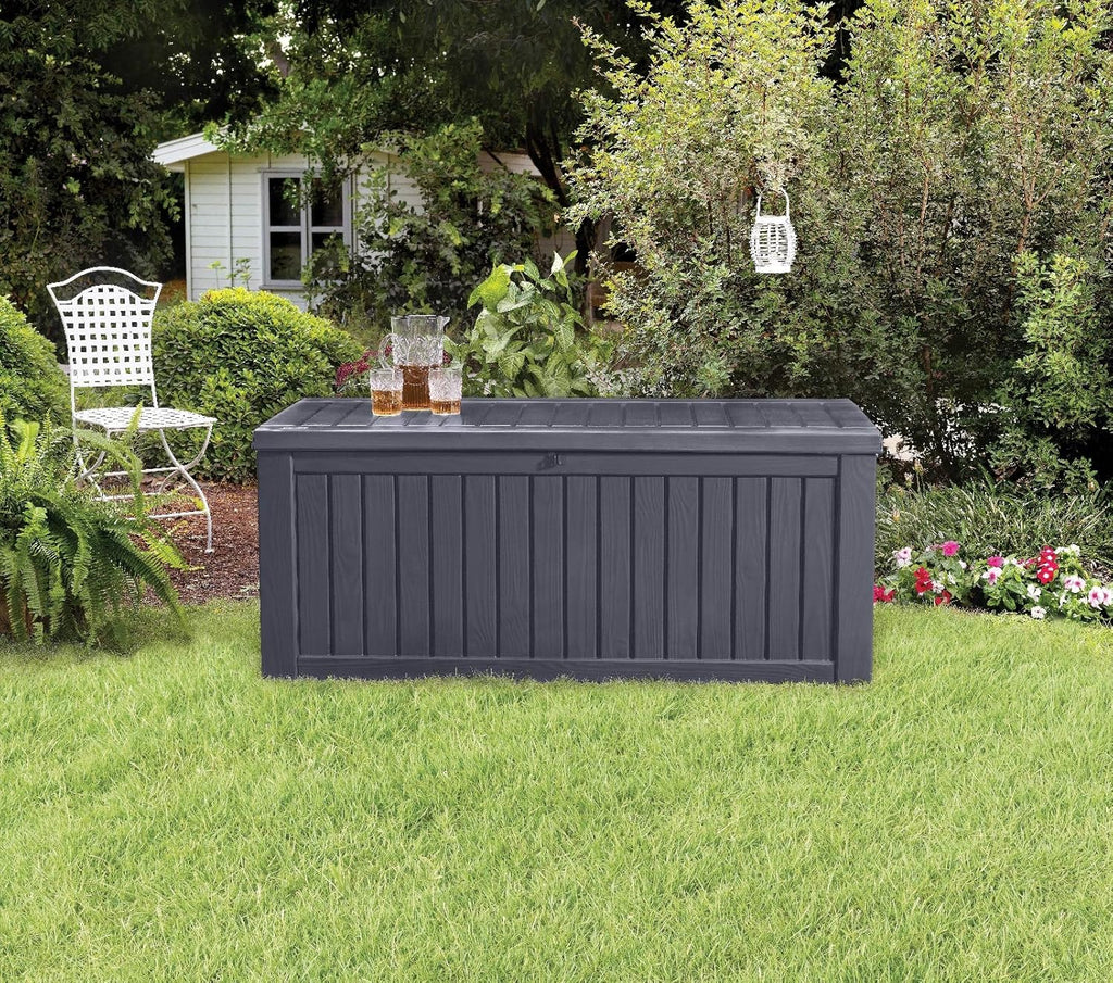 Koll living storage box, cushion box in modern wooden finish, 570 litres, 100% water-proof, with aeration to prevent horrible odours/mould, maximum weight supported by the cover: 250 kg (2 people)