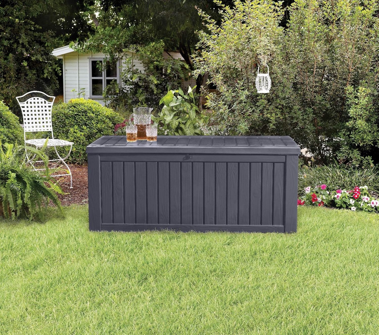 Koll living storage box, cushion box in modern wooden finish, 570 litres, 100% water-proof, with aeration to prevent horrible odours/mould, maximum weight supported by the cover: 250 kg (2 people)