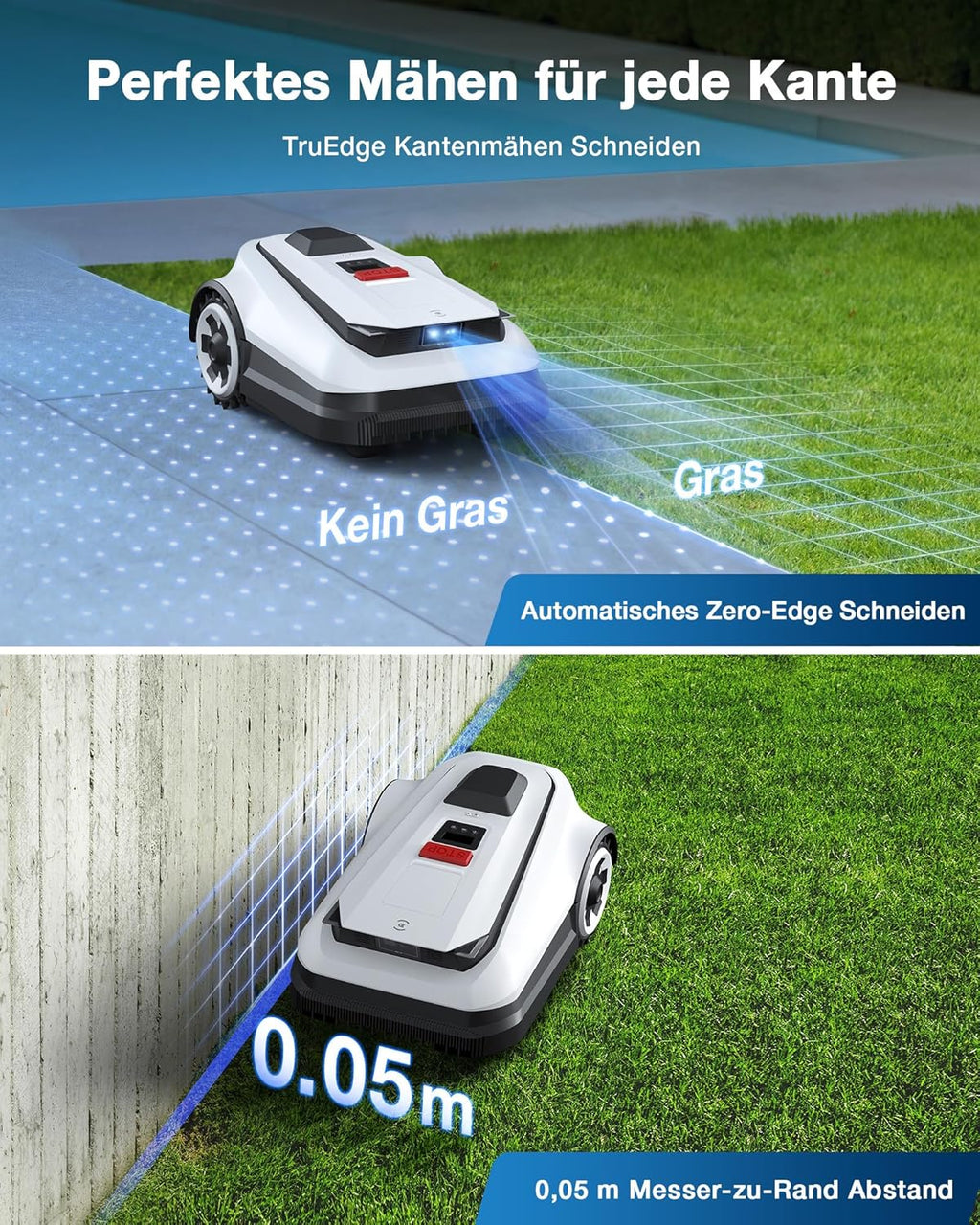 ECOVACS Goat A1600 RTK Mähroboter, 1600m², 330mm Schnitt, LiDAR RTK+Vision, 50% Steigung, Ohne Kabel